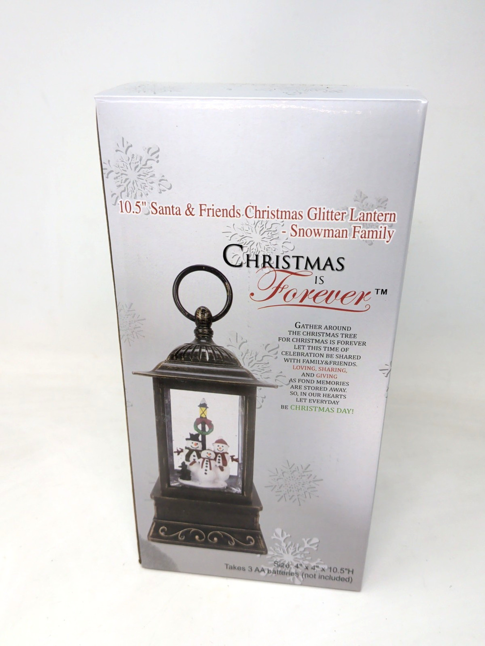 RARE Christmas Is Forever “Snowman Family” Glitter Light Up Lantern 10.5"